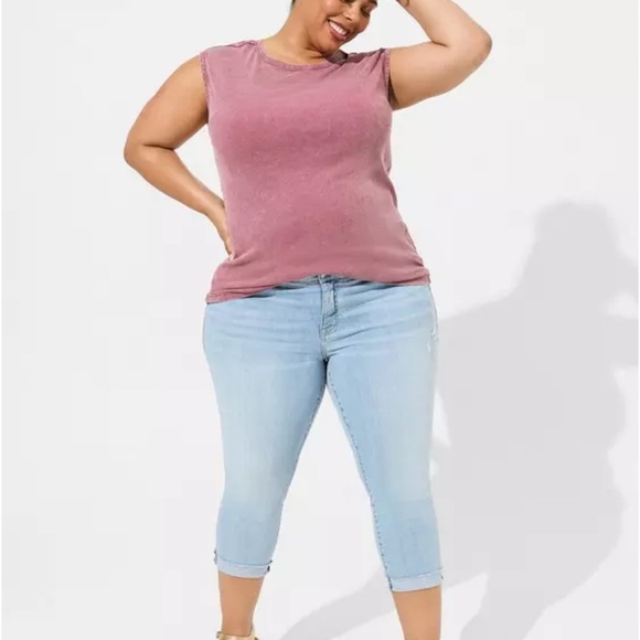 Torrid Black Cotton Modal Rib High Neck Muscle Tank Top - Picture 11 of 12